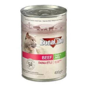 Bonacibo Adult Cat Beef - Chunks In Jelly 400 g Canned