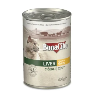Bonacibo Adult Cat Liver - Chunks In Gravy 400 g Canned