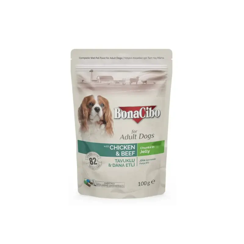 Bonacibo Adult Dog Chicken & Beef - Chunks In Jelly 100 g Pouch