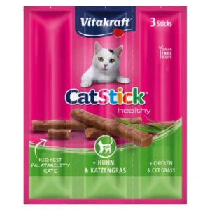 Vitakraft Adult Cat Stick Chicken & Cat Grass 18g x 3