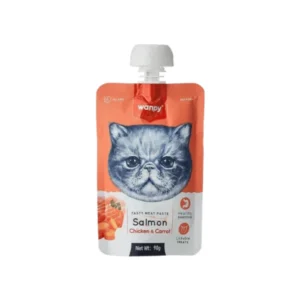 Wanpy Adult Cat Tasty Meat Paste Salmon Chicken & Carrot 90 g Pouch